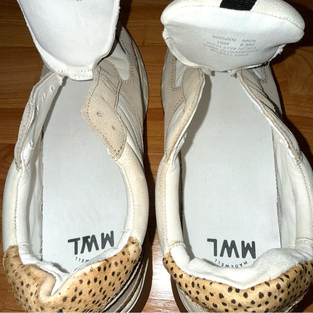 MWL Madewell Kickoff Trainer Leather Suede Cream & Tan Sneakers Clean Sanitized - Picture 4 of 10